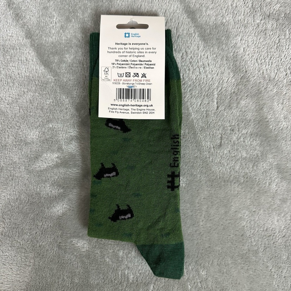 English Heritage Socks Men's 7-11 Green Stonehenge Trilithon Knitted Graphic NEW